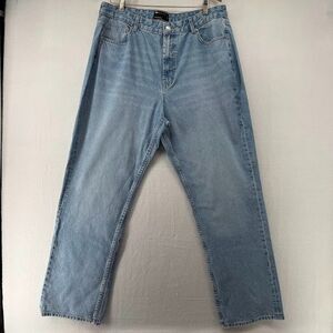 ASOS Design Jeans Womens Size 36 Waist Light Wash Wide Leg Inseam 32" High Waist